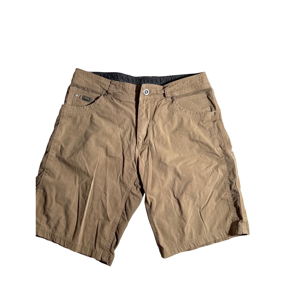 Kuhl‎ Rydr Mens 34 Khaki Brown Hiking Cargo Utility Shorts Cotton Blend Stretch